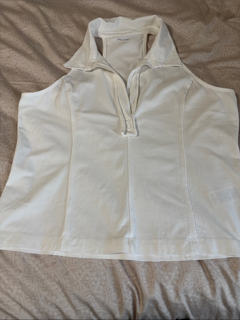 Pilcro White Zip-Neck Sleeveless Polo Tank